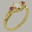 Gold Natural Opal & Ruby Womens Trilogy Ring - Full 14k UK Hallmark Carousel 1