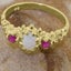 Gold Natural Opal & Ruby Womens Trilogy Ring - Full 14k UK Hallmark Carousel 6