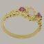 Gold Natural Opal & Pink Tourmaline Womens Trilogy Ring - Full 14k UK Hallmark Carousel 3