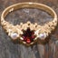 Rose Gold Natural Garnet & Pearl Womens Trilogy Ring - Full 9ct UK Hallmark Carousel 6