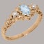 Rose Gold Natural Aquamarine & Pearl Womens Trilogy Ring - Full 18k UK Hallmark Carousel 1