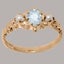Rose Gold Natural Aquamarine & Pearl Womens Trilogy Ring - Full 18k UK Hallmark Carousel 2