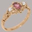 Rose Gold Natural Pink Tourmaline Cubic Zirconia Trilogy Ring - Full UK Hallmark Carousel 1