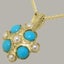 Gold Pearl & Turquoise Womens Vintage Pendant - Full 18k UK Hallmark Carousel 3