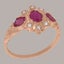 Rose Gold Natural Ruby & Diamond Womens Trilogy Ring - Full 18k UK Hallmark Carousel 2