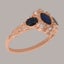 Rose Gold Natural Sapphire Cubic Zirconia Womens Trilogy Ring - Full UK Hallmark Carousel 2