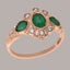 Rose Gold Natural Emerald & Diamond Womens Trilogy Ring - Full 18k UK Hallmark Carousel 3