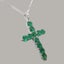 White Gold Natural Emerald Womens Cross Pendant & Chain Carousel 1