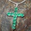 White Gold Natural Emerald Womens Cross Pendant & Chain Carousel 4