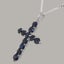 Sterling Silver Natural Sapphire Womens Cross Pendant & Chain Carousel 2