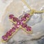 Gold Natural Pink Tourmaline Womens Cross Pendant & Chain Carousel 4