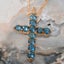 Rose Gold Natural London Blue Topaz Womens Cross Pendant & Chain Carousel 4
