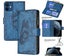 Iphone 12 Mini 5.4" suede wallet butterfly emobssed 9 card zip pocket navy Carousel 1