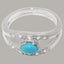 White Gold Natural Turquoise & Diamond Womens Band Ring - Full 14k UK Hallmark Carousel 3