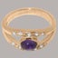 Rose Gold Amethyst & Cubic Zirconia Womens Band Ring - Full 14k UK Hallmark Carousel 3