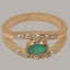 Rose Gold Natural Emerald & Pearl Womens Band Ring - Full 14k UK Hallmark Carousel 3