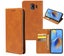 Galaxy J4 PU leather slim flip case concealed magnet tan Carousel 1
