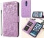 Alcatel 1X 2019 embossed PU leather wallet case floral purple Carousel 1