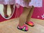 DOLLS Multi-coloured FLOWER SANDALS ~ elastic sling back ~ 72mm by 45mm Carousel 3