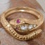 Rose Gold Cubic Zirconia & Ruby Womens Band Ring - Full 14k UK Hallmark Carousel 3