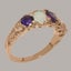 Rose Gold Natural Amethyst & Opal Womens Band Ring - Full 14k UK Hallmark Carousel 2