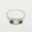 Sterling Silver Pearl & Sapphire Womens Trilogy Ring - Full 925 UK Hallmark Carousel 1