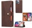 Iphone 14 pro pu leather wallet case front pocket magnetic closure brown Carousel 1