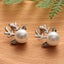 Micro-set Pearl Antler Earrings Elk Ear Studs(Silver) - 4 - 6PAIR Carousel 2