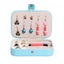 Jewelry Box PU Leather Portable Travel Case 2 Layers Display Storage Box-Blue Carousel 3