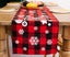 C48 Red and Black Grid Snowflake Table Runner Christmas Holiday Table Decor Carousel 4