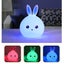 Night Light, Lovely Rabbit Silicone Lamp,Rechargeable, Tap can Change color Carousel 3