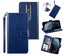 Vodafone Smart V10 PU leather wallet case cowhide finish lanyard navy Carousel 1