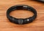 Men's Woven Leather Bracelet Stainless Steel -- new Carousel 3