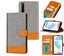 Realme X50 5G PU leather wallet case denim finish combined grey Carousel 1