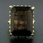 Vintage 18K Gold Emerald Step Cut Smokey Topaz Wire Basket Cocktail Ring Carousel 3