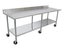 2.4m Stainless Steel Mobile Commercial Kitchen Bench 6 Wheels, Splashback, Shelf Carousel 1