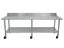 2.4m Stainless Steel Mobile Commercial Kitchen Bench 6 Wheels, Splashback, Shelf Carousel 2