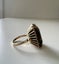 Vintage 18K Gold Emerald Step Cut Smokey Topaz Wire Basket Cocktail Ring Carousel 8