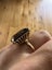 Vintage 18K Gold Emerald Step Cut Smokey Topaz Wire Basket Cocktail Ring Carousel 14