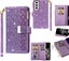 galaxy a05s case glitter leather double wallet 9 card 2 pocket zip ppl Carousel 1