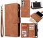 Samsung Galaxy s25 FE 5g suede wallet case multifunction 6 cards & zipper tan Carousel 1