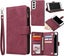 Samsung Galaxy s23 plus suede wallet case multifunction 6 cards & zipper wine Carousel 1