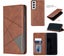Samsung Galaxy s24 plus PU leather slim flip case patterned collage style brown Carousel 1