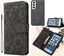 Samsung Galaxy s25 plus embossed PU leather wallet case floral charcoal Carousel 1
