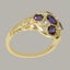 Gold Natural Amethyst & CZ Womens Cluster Ring - Full 9ct UK Hallmark Carousel 3