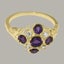 Gold Natural Amethyst & CZ Womens Cluster Ring - Full 9ct UK Hallmark Carousel 5