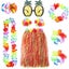 8 Pieces Hawaiian Grass Hula Skirt Set Carousel 3