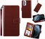 Samsung galaxy a23 PU leather wallet case cowhide finish lanyard brown Carousel 1