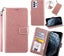 Samsung galaxy a23 PU leather wallet case cowhide finish lanyard rose gold Carousel 1