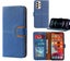 Samsung galaxy a33 5g PU leather wallet case canvas finish combined blue Carousel 1